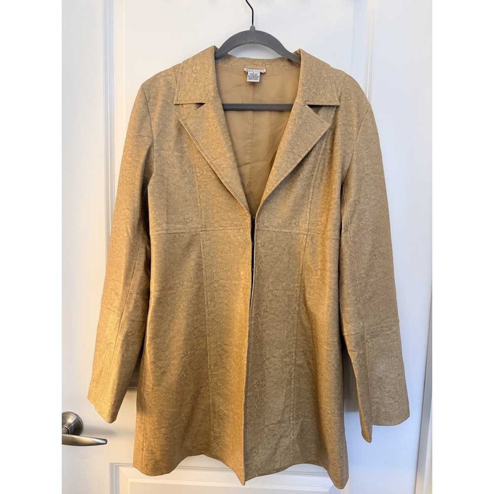 Wet Seal Y2K 90s Vintage Faux Leather Jacket Women's Large Tan Lined EUC